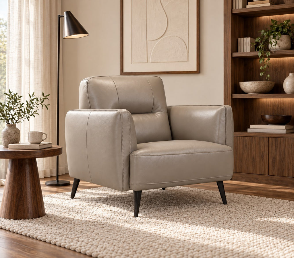 Carolina Leather Chair in Taupe