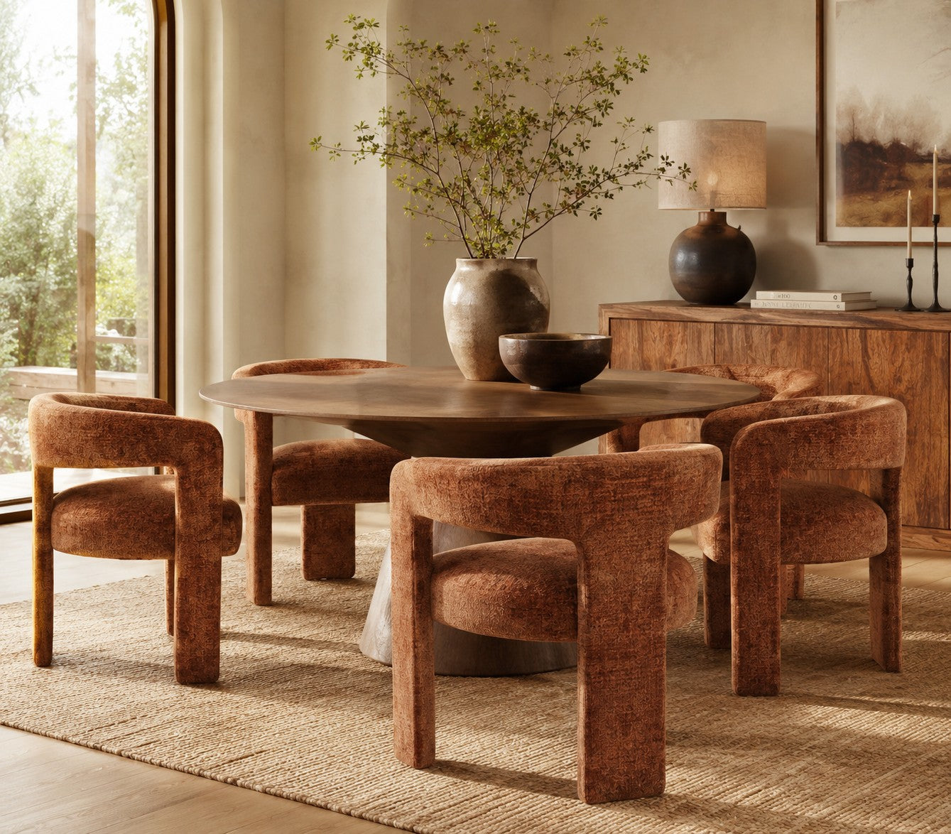 Gwen Open-Back Rust Upholstered Chair