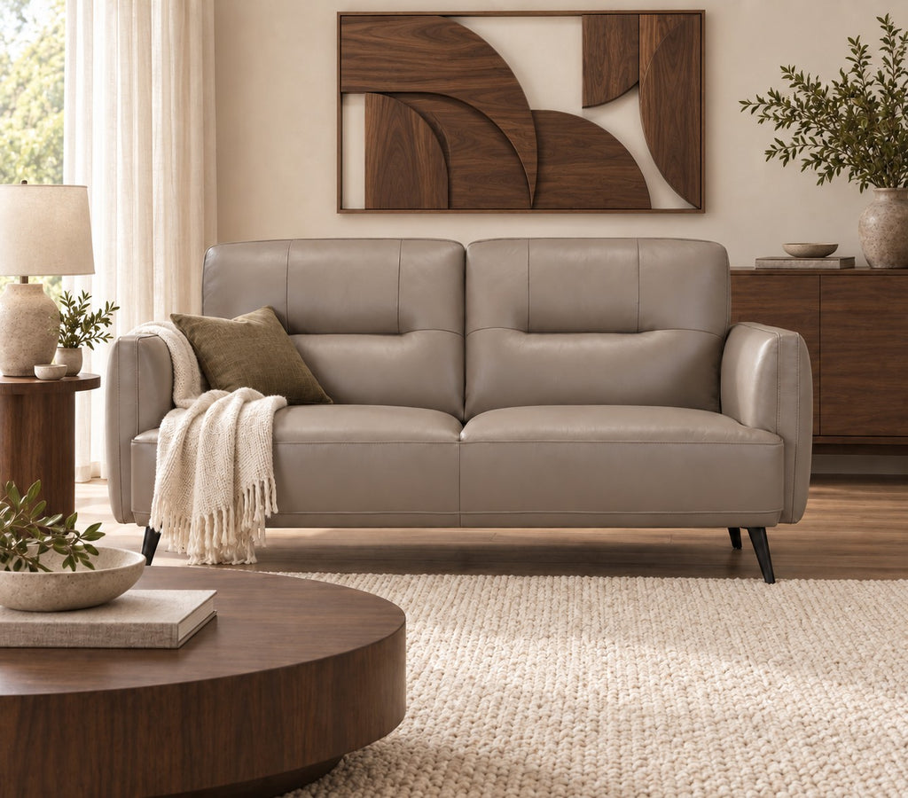 Carolina Leather Loveseat in Taupe