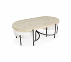 Jennings Oval Cocktail Table w/2 Ottomans (Uph. Seat)