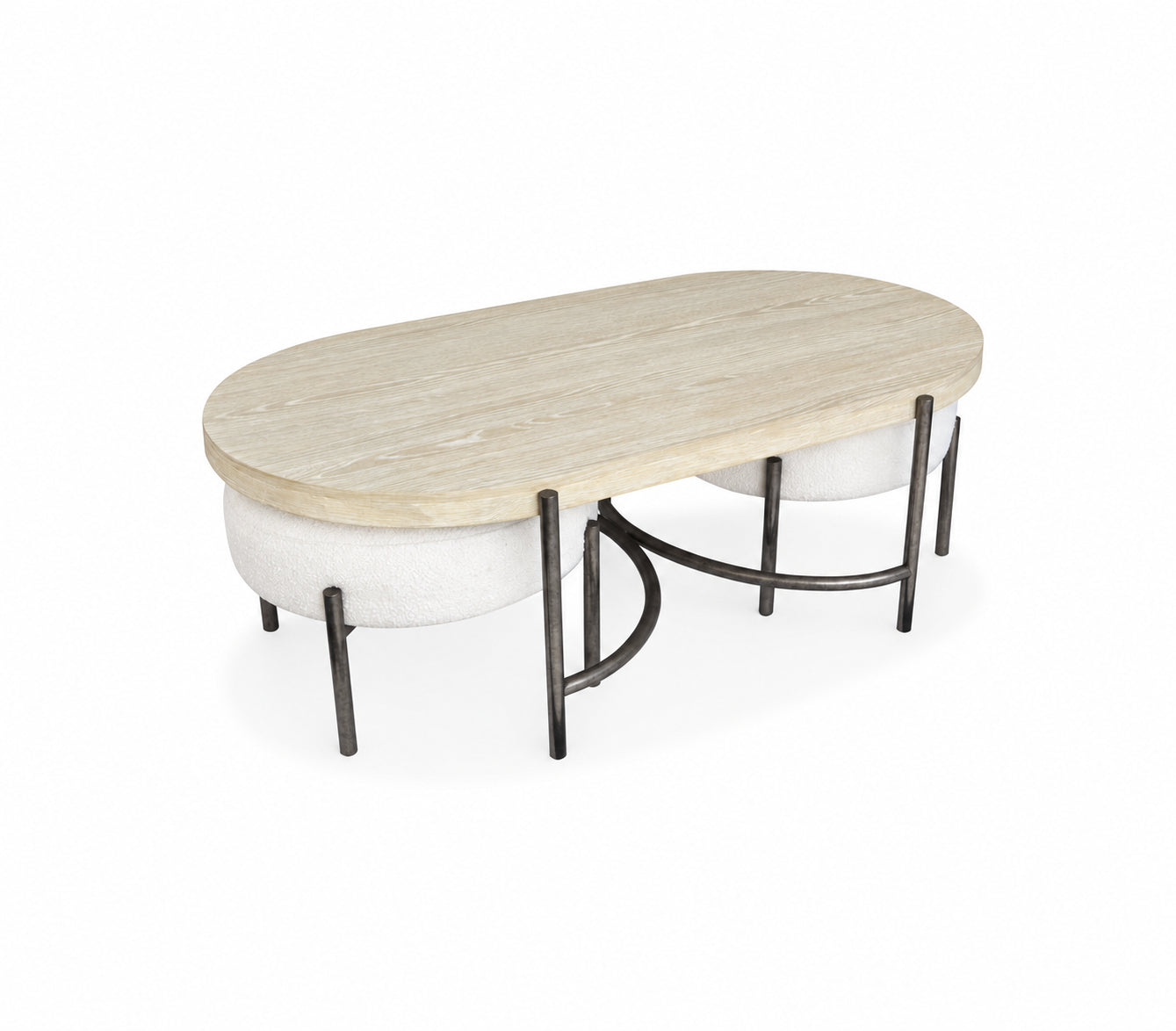Jennings Oval Cocktail Table w/2 Ottomans (Uph. Seat)