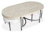 Jennings Oval Cocktail Table w/2 Ottomans (Uph. Seat)