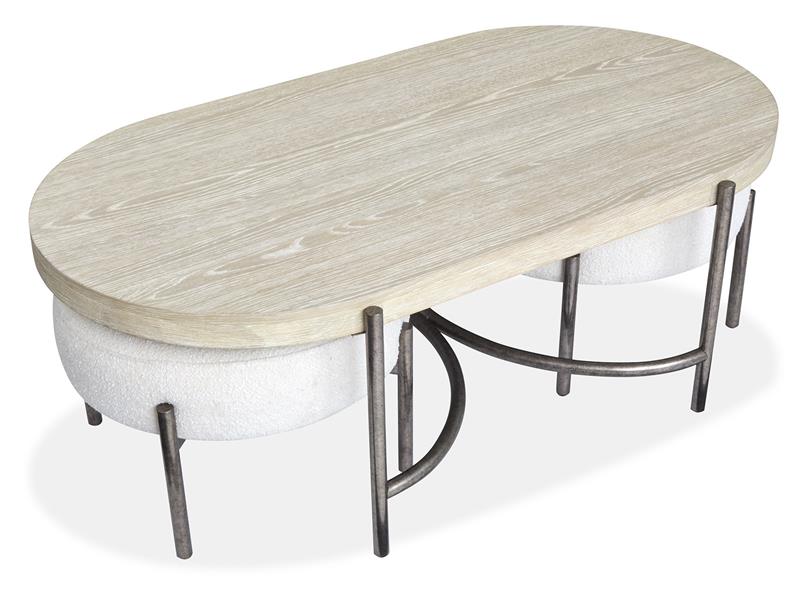 Jennings Oval Cocktail Table w/2 Ottomans (Uph. Seat)