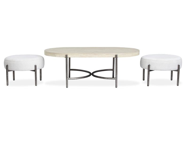Jennings Oval Cocktail Table w/2 Ottomans (Uph. Seat)