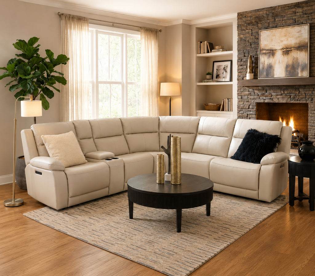 Windsor 6-Piece Reclining Sectional – Alabaster
