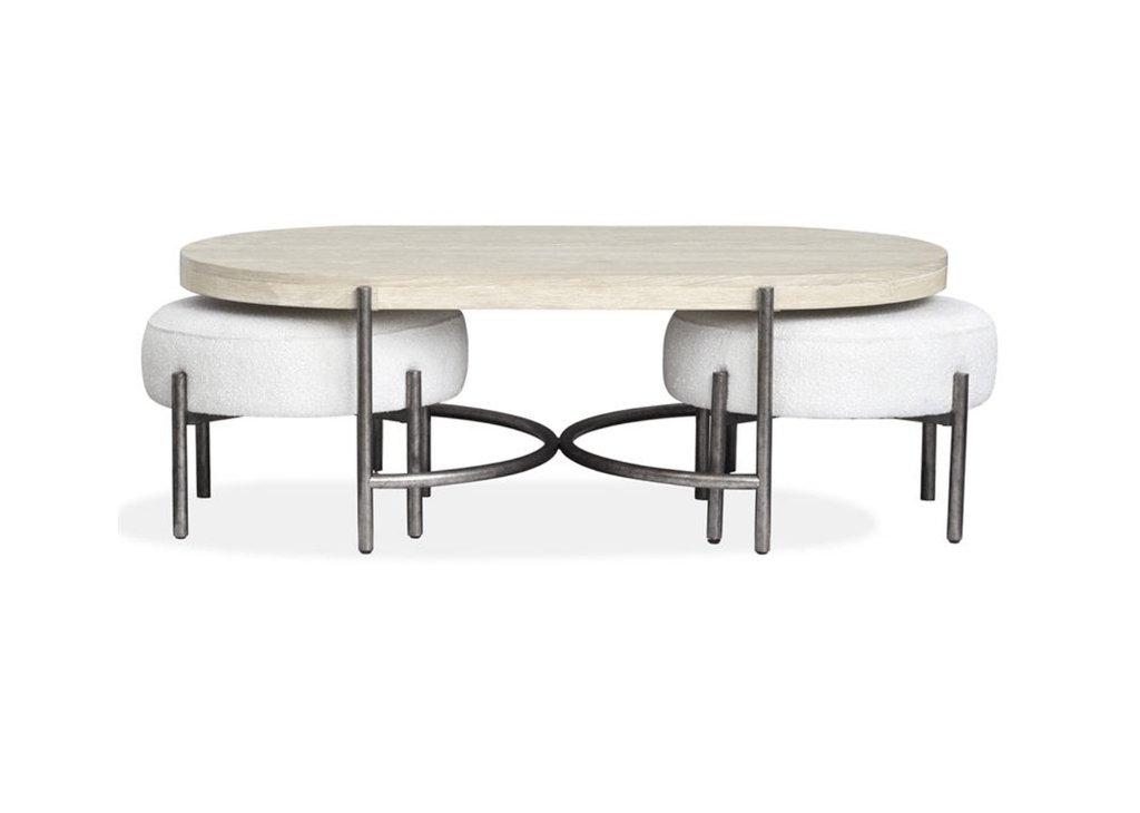 Jennings Oval Cocktail Table w/2 Ottomans (Uph. Seat)