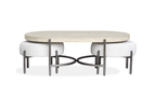 Jennings Oval Cocktail Table w/2 Ottomans (Uph. Seat)
